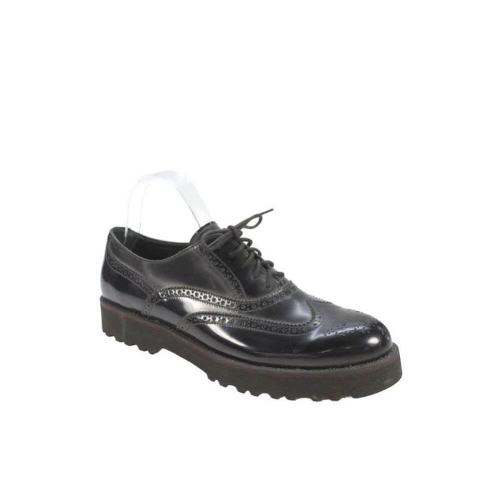Hogan Womens Patent Leather Lace Up Oxford Shoes Black Size 42 12